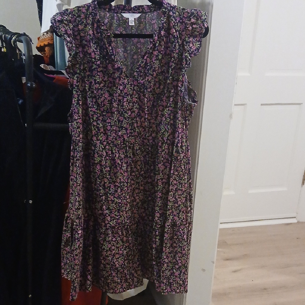 Time and Tru Navy and Pink Floral Dress